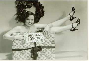 Weihnachtsgrußkarte "Merry Xmas" im Retro - Stil, Schwarz - Weiß Design für Frauen, Vintage Festliche Doppelkarte mit Umschlag, Frohe Weihnachten & Feiertags - Überraschung, Dezember Glückwünsche, Traditionelle Feier Karte, Stilvoll & Elegant