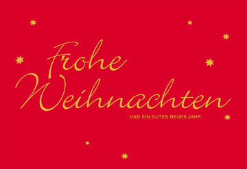 Weihnachtskarte Business Elegant in Rot & Gold mit Sternen – Festliche Doppelkarte mit Goldfolie für Feiertage und Neujahr Glückwünsche