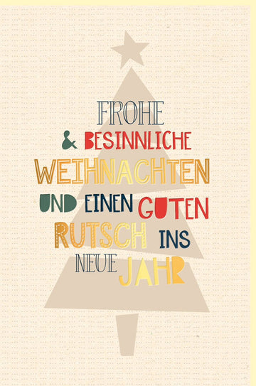 Weihnachtskarte Doppelkarte aus Zuckerrohrpapier mit Goldfolie - Besinnliche Grüße zu Weihnachten, Umweltfreundlich & Nachhaltig, Festlich & Elegant für Familie und Freunde, Beige & Gold - 1 Stück