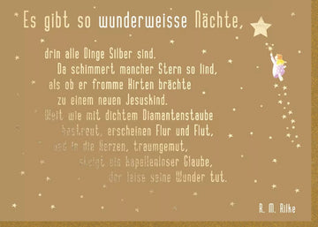 Weihnachtskarte Doppelkarte Festliche Besinnlichkeit mit Rilke Gedicht, Sternenglanz & Engel Motiv - Traditioneller Weihnachtszauber in Goldschimmer, Ideal für Weihnachtsgrüße