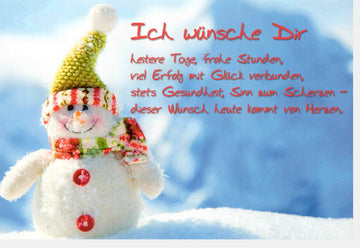 Weihnachtskarte Doppelkarte mit Schneemann und Sternenhimmel Motiv - "Heitere Tage, Frohe Festtage" Spruch, Glück & Schnee Design für Winter Weihnachten Grüße, Hochwertige Grußkarte