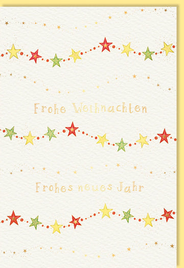 Weihnachtskarte Doppelkarte mit Sternen in Goldfolie und Blindprägung auf Naturkarton – Elegantes Design für Festliche Weihnachtsgrüße, Traditionelle Frohe Weihnachten & Neujahrswünsche, Schlichter Glanz