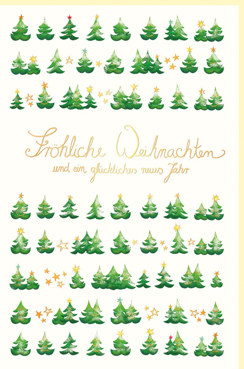 Weihnachtskarte Doppelkarte mit Tannenbaum - Motiv – Umweltfreundlicher Naturkarton, Wald - Design für Frohe Festtage und Glückliches Neues Jahr, Grüne & Goldene Akzente – Ideal für Familie & Freunde