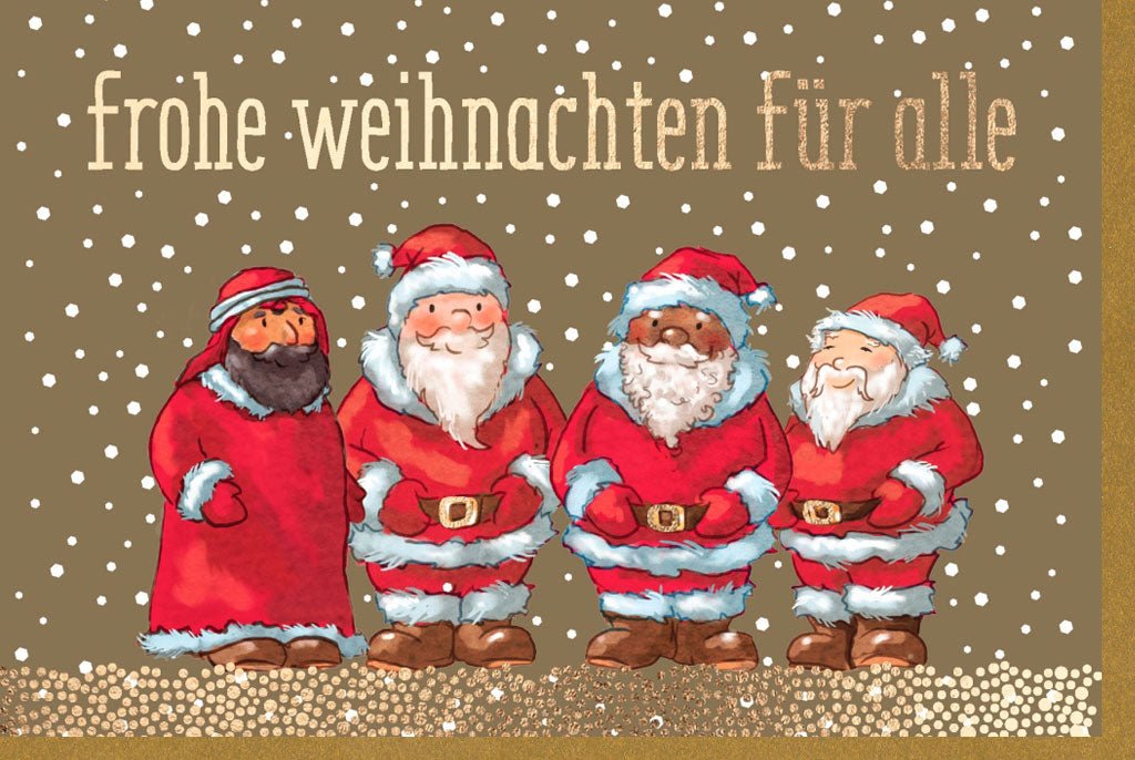 Weihnachtskarte Doppelkarte mit Umschlag - Frohe Weihnachten und Besinnliche Feiertage, Nikolaus & Santa Claus Illustration, Ideal für Familie, Freunde & Liebe, Traditioneller Wintergruß im Dezember