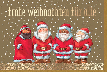 Weihnachtskarte Doppelkarte mit Umschlag - Frohe Weihnachten und Besinnliche Feiertage, Nikolaus & Santa Claus Illustration, Ideal für Familie, Freunde & Liebe, Traditioneller Wintergruß im Dezember