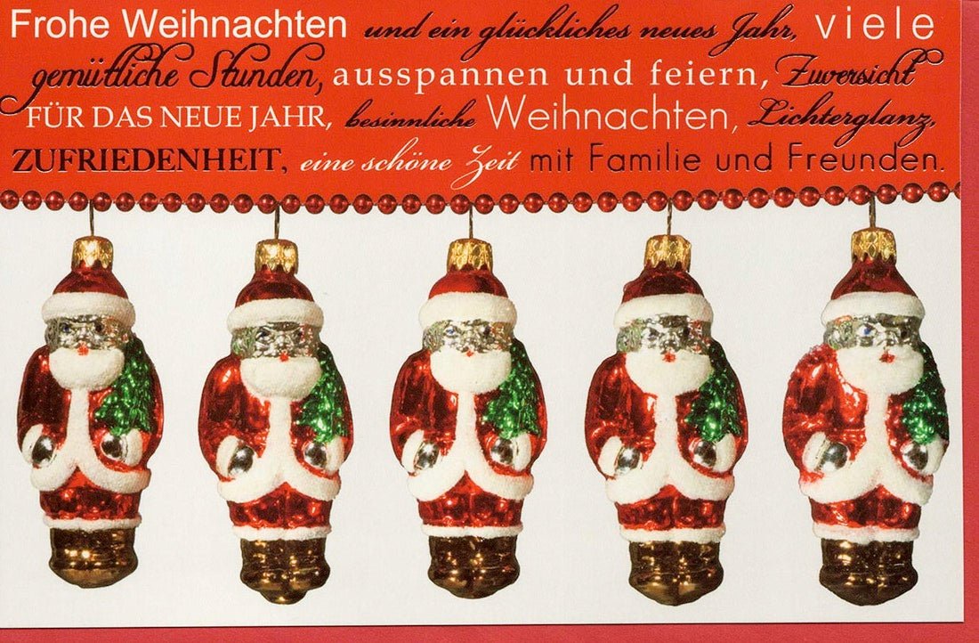 Weihnachtskarte fünf Weihnachtsmänner