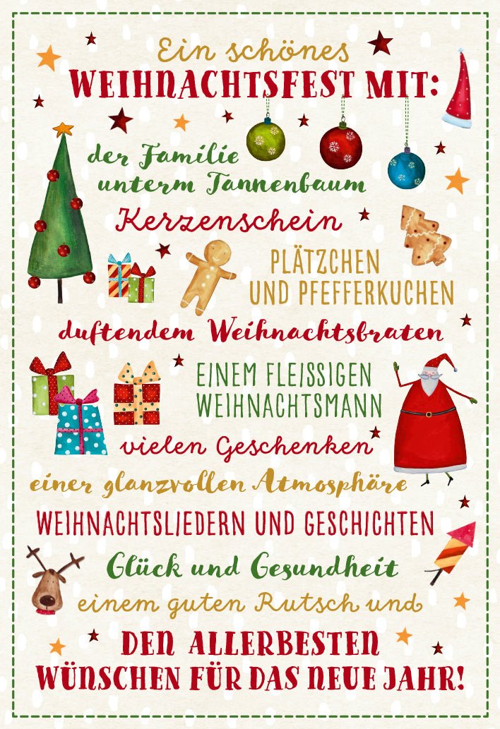 Weihnachtskarte für Festtage - Doppelkarte mit Tannenbaum & Kerzenschein Motiv, Familie Weihnachtsgrüße, Plätzchen & Glühwein Design, Gemütliche Atmosphäre, Gesundheitswünsche & Froher Rutsch ins Neujahr