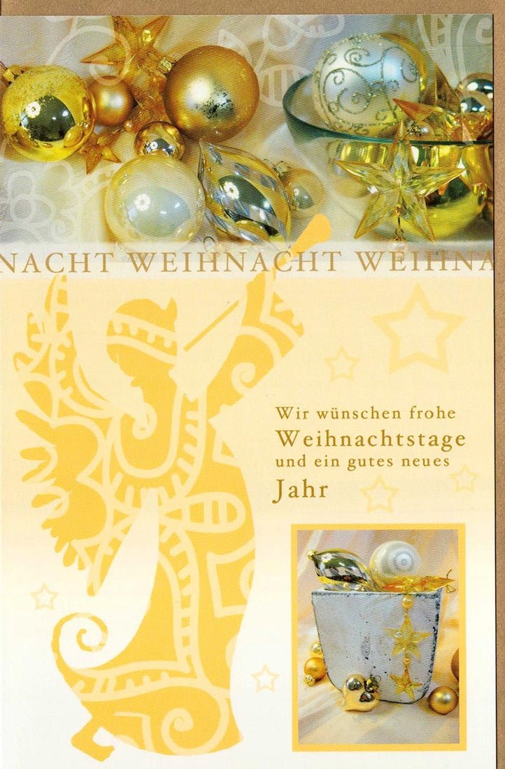 Weihnachtskarte goldener Engel hochformat