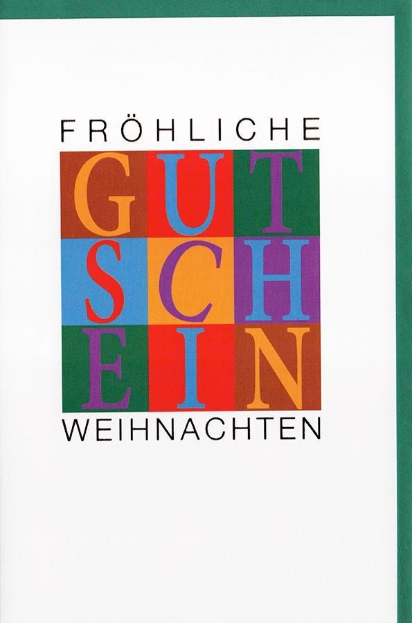 Weihnachtskarte Gutschein modern Kuvert grün