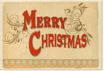 Weihnachtskarte Nostalgisch - Festliche Doppelkarte mit Merry Christmas in Roter Schrift, Vintage Retro Design, Traditionelle Grußkarte für Feiertage im Dezember, Winterliche Wünsche