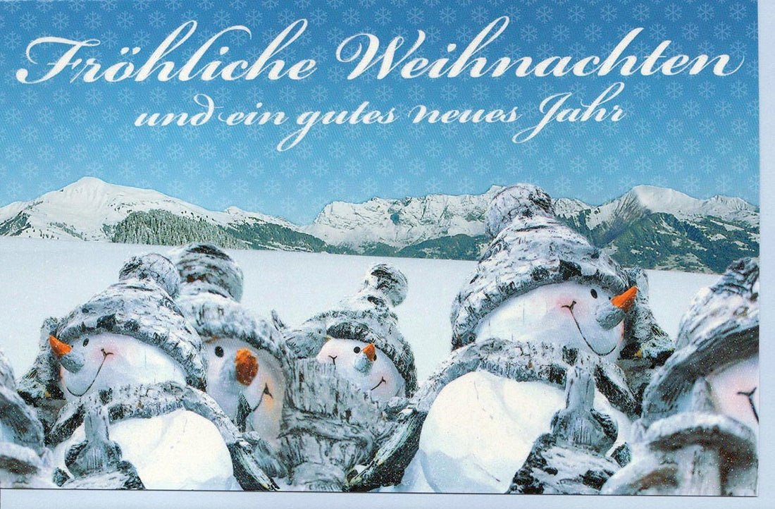 Weihnachtskarte Schneemänner querformat