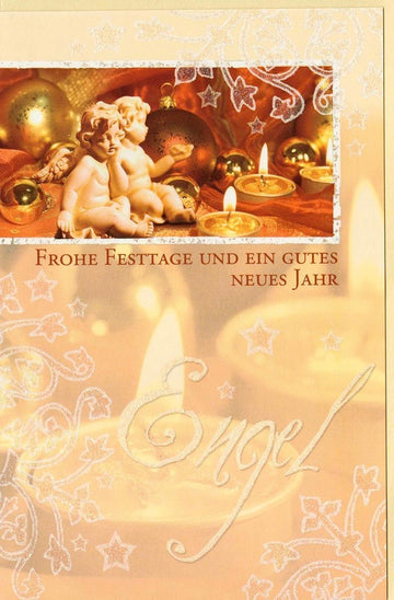 Weihnachtskarte zwei Engel Kerzen