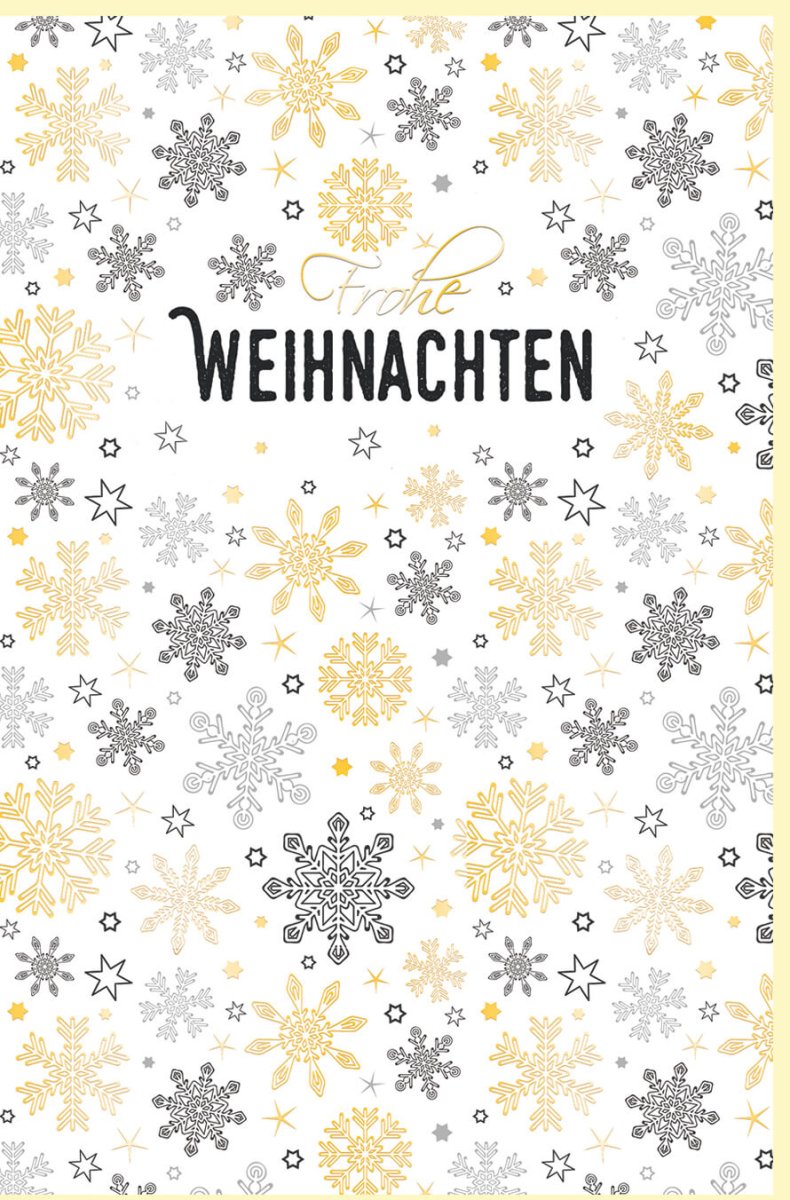 Weihnachtskarten für Geschäftspartner: Elegante Doppelkarte mit Schneeflocken in Gold & Silber, Stilvoller Weihnachtsgruß für Kunden und Unternehmen, Festliche Grußkarten im Corporate Design