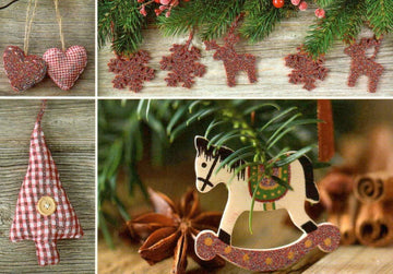 Weihnachtspostkarte 4 Fotos Schaukelpferd groß
