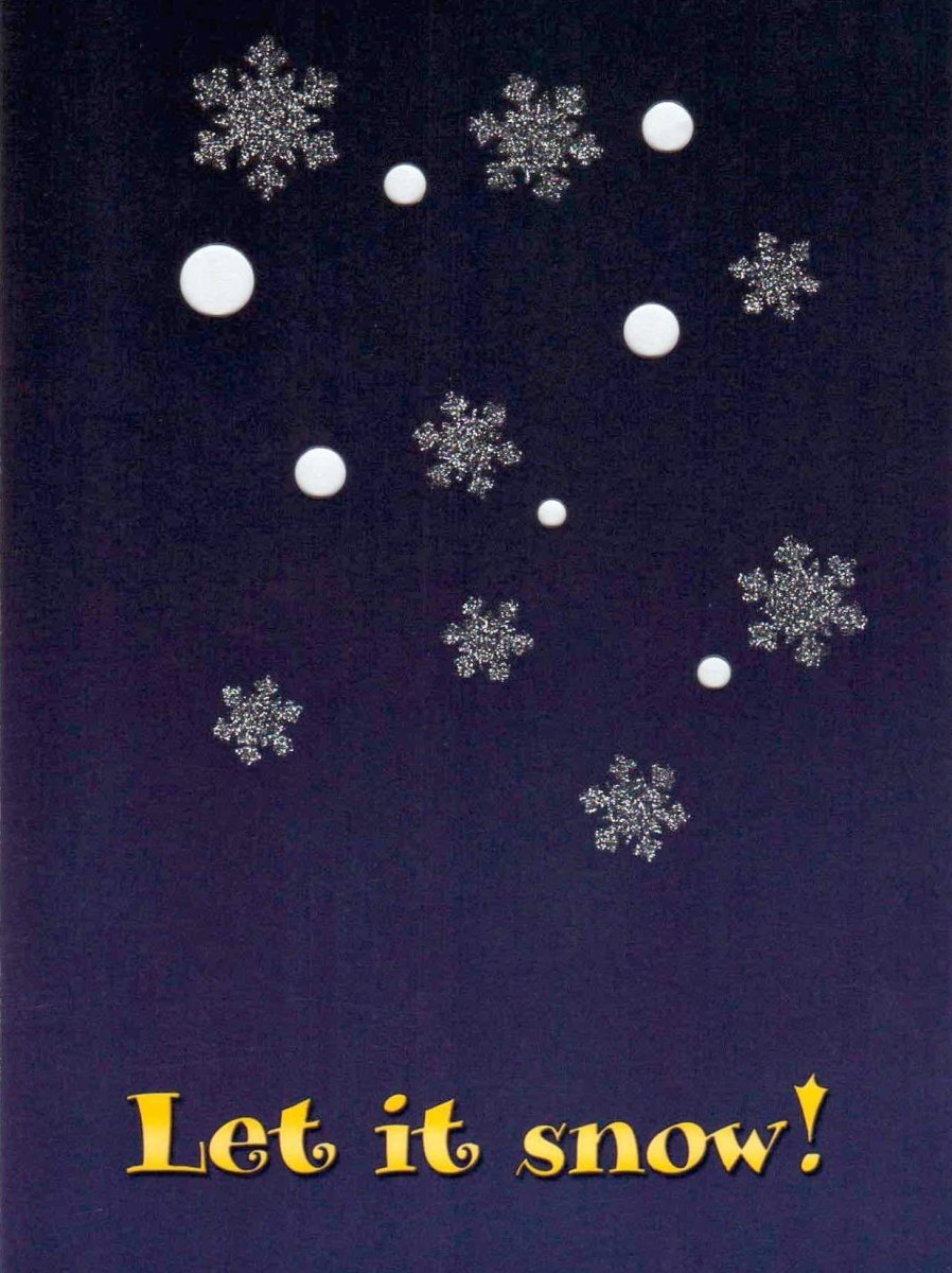 Weihnachtspostkarte blau: let it snow!