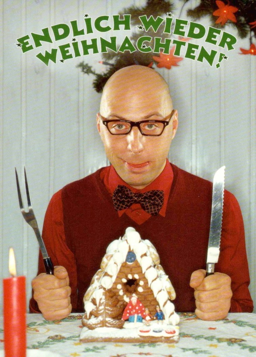 Weihnachtspostkarte endlich wieder Weihnachten lustig