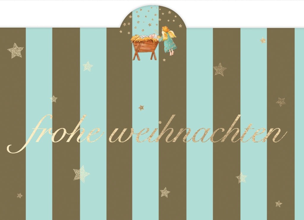 Weihnachtspostkarte Engel a.d. Krippe