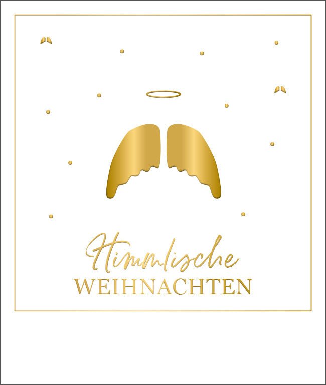 Weihnachtspostkarte Engelsflügel Himmlisch Goldfolie