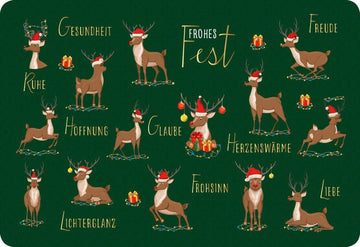 Weihnachtspostkarte Frohes Fest Gesundheit, Freude, Ruhe, Hoffnung, Glaube, Herzenswärme