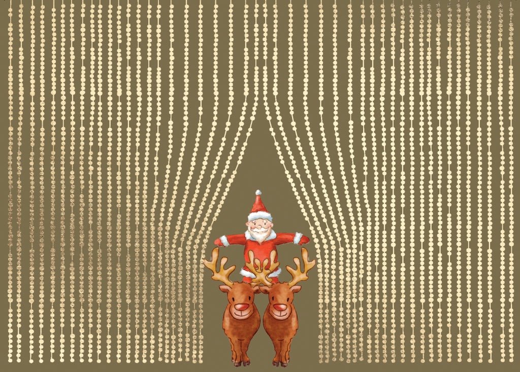 Weihnachtspostkarte Goldfolie 2 Rentiere m. W - mann