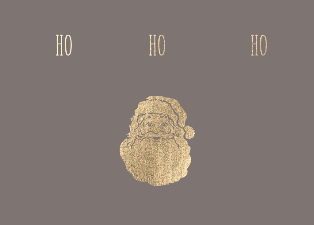 Weihnachtspostkarte Goldfolie gestanzter W - mann HoHoHo