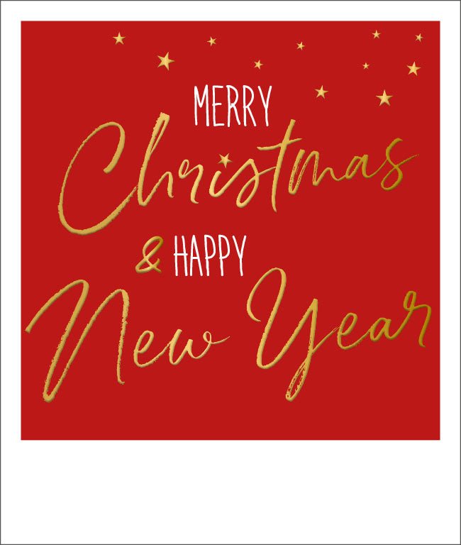 Weihnachtspostkarte Merry Christmas Goldfolie Happy Notes