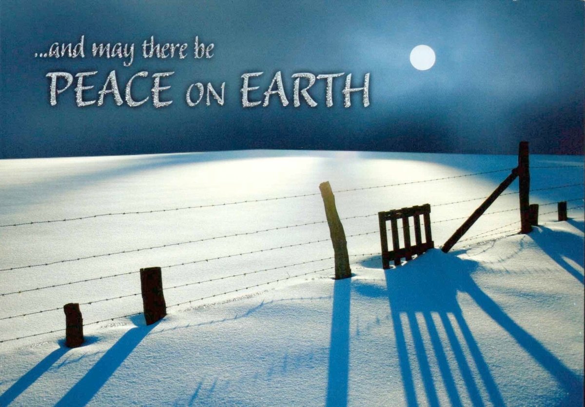 Weihnachtspostkarte: peace on earth